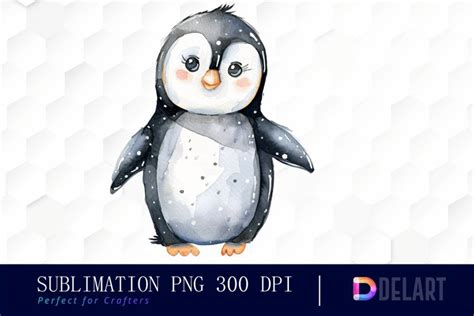 Cute Penguin Watercolor Clipart