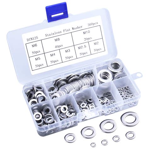 Natuce Sizes Pcs Stainless Steel Flat Washers Assortment Set