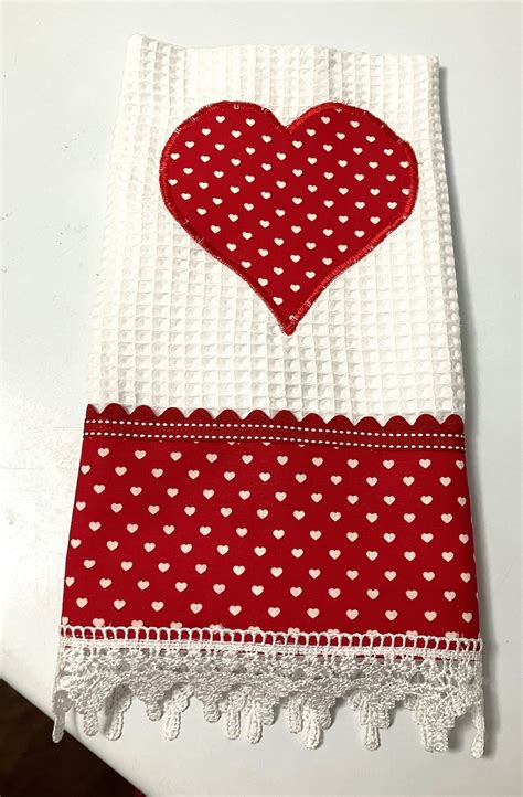 Valentine S Tea Towel Heart Dish Towel Valentine S Day Hand Towel