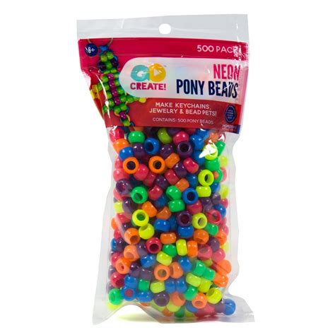 Kids Craft Plastic Pony Neon Mix Beads