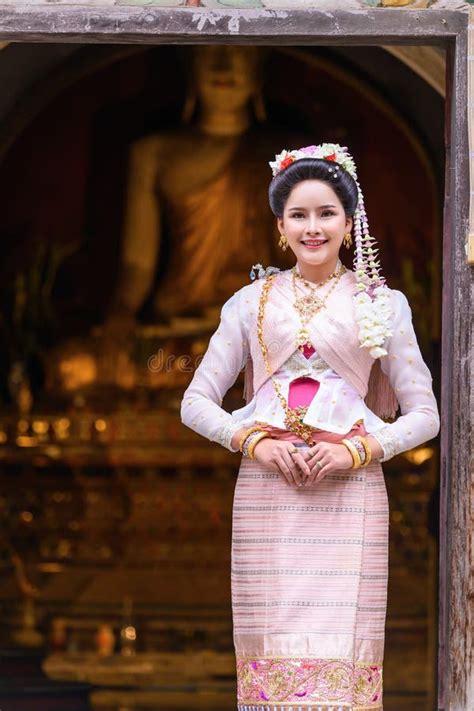 A Young Thai Woman Dressed in Traditional Northern Thailand Culture ...