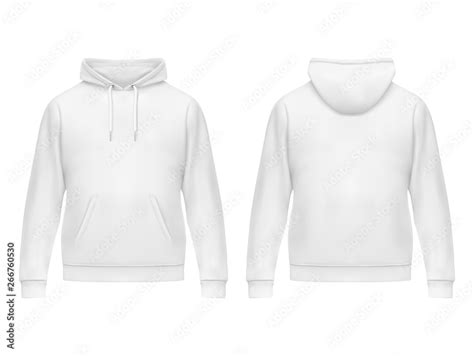 Realistic White Hoodie Or Hoody For Mansweatshirt Stock Vector Adobe