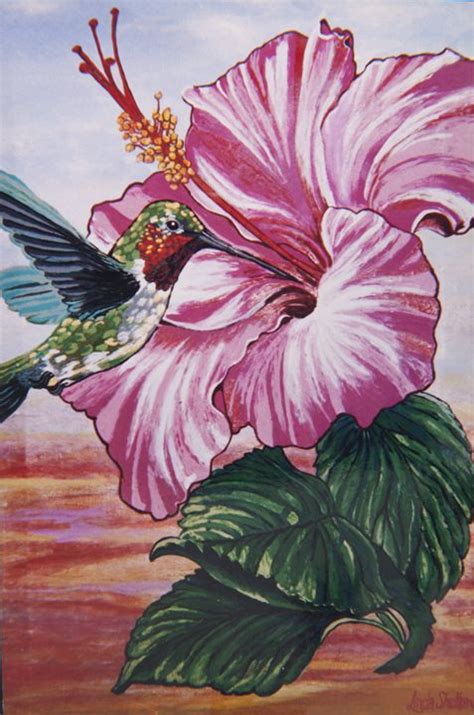 Hummingbird Hibiscus Linda D Shelton S Paint Box Paintings