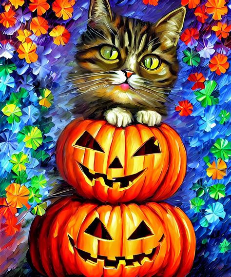 Solve Cat And Jack O Lanterns Resize To Pieces Jigsaw Puzzle