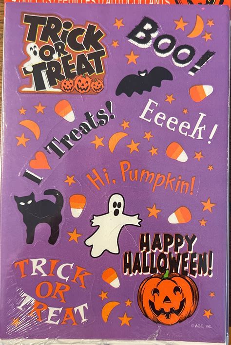 Vintage Halloween Sticker Sheet Trick Or Treat Candy Corn Etsy