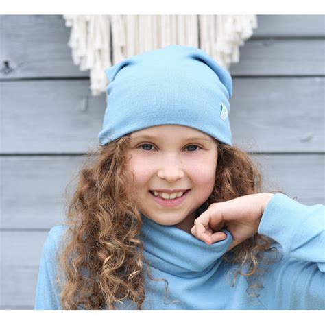 Merino wool Kids beanie hats - GREEN ROSE