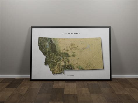 Montana Topographic Map, Map of Montana, Montana Decor, Montana Wall ...