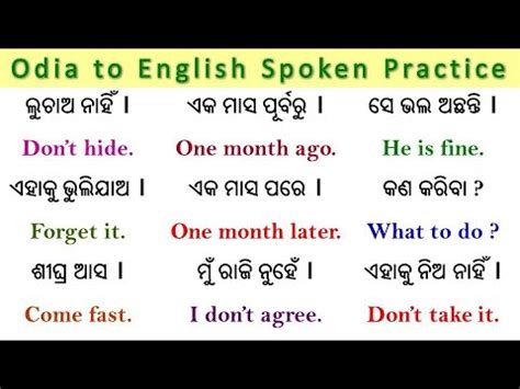 Odia To English Translation L Spoken English Practice L Basic