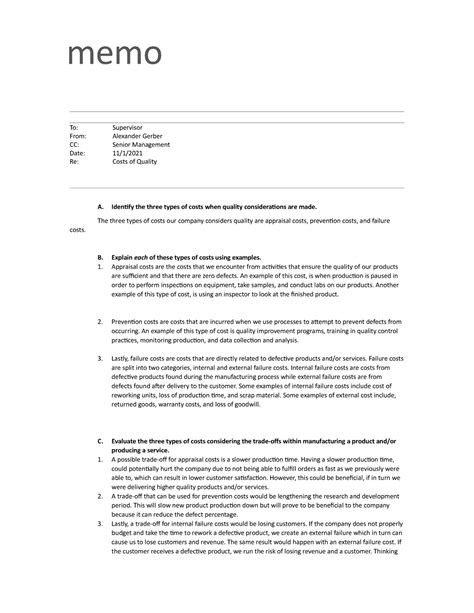 QHT1 Task 1 Business Management Tasks Memo To From CC Date Re