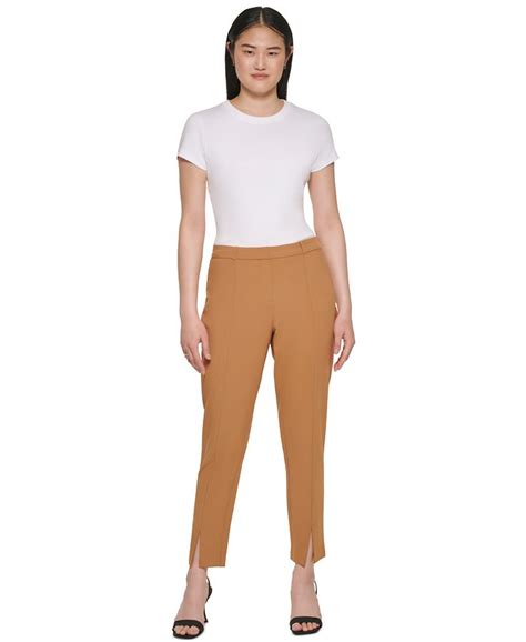 Calvin Klein Womens Ankle Slit Slim Leg Pants And Reviews Pants