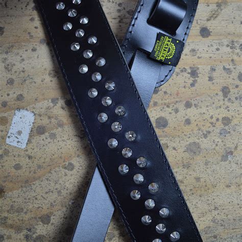 Black 2.5" Leather Studded Guitar Strap - Colonial Leather