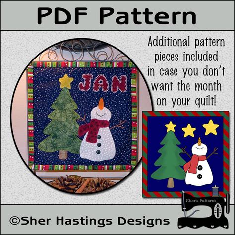 Pdf Pattern For January Quilt Block Of The Month Applique Etsy