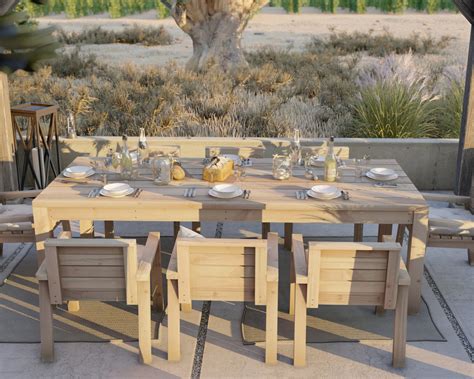 Diy Full Size Outdoor Dining Table And Chair Set Diy Projects Plans