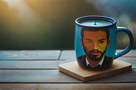 Premium AI Image | a mug with a man's face on it