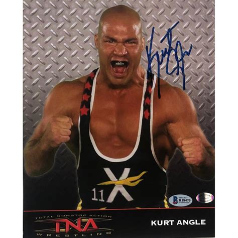 Kurt Angle Signed Wwe X Photo Sports Integrity Hologram Beckett