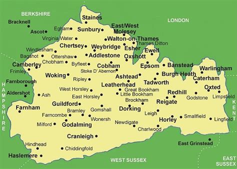 surrey map surrey chertsey england travel
