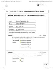 Review Test Submission CS 225 Final Exam 2018 Pdf Review Test