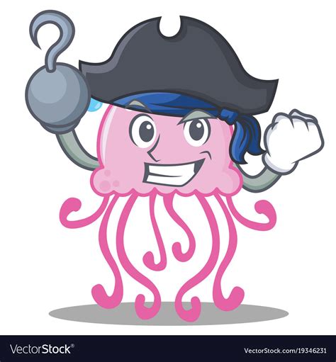 pirate cute jellyfish character cartoon royalty  vector