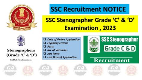 Ssc Stenographer Grade C And D Notification 2023 Jobsnotification