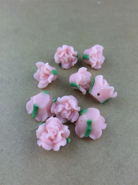 100pcs Lot Good Quality 15mm Light Pink Rose Shape Polymer Clay Flower