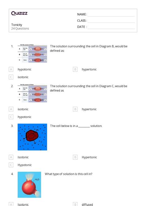 50+ osmosis and tonicity worksheets on Quizizz | Free & Printable