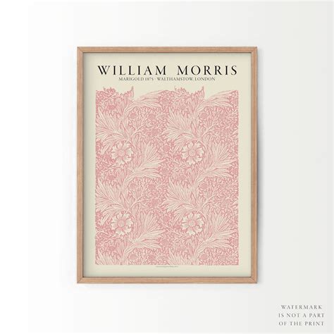 William Morris, Marigold Print, Pink Wall Art, Girls Bedroom Decor