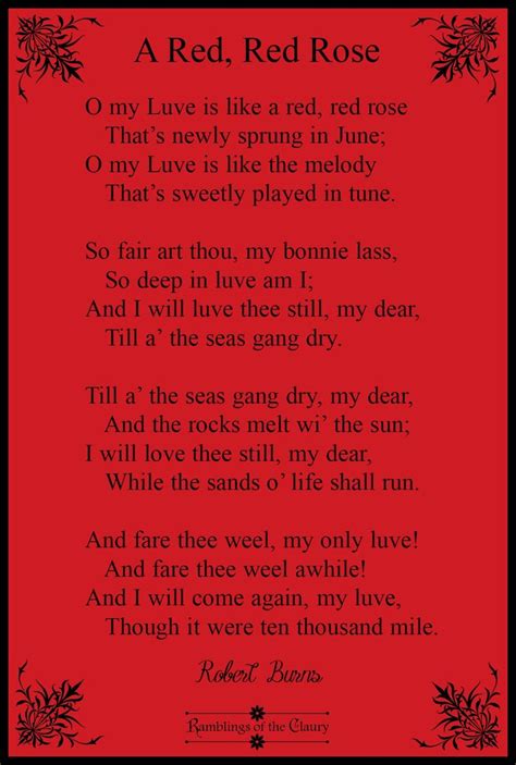 A Red Red Rose Poem By Robert Burns