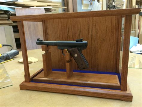 Pistol/gun Display Case Wood and Glass Brazilian Cherry Case Only Stand ...