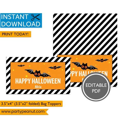 Smore Treats Halloween Bag Toppers Party Peanut Editable Printable