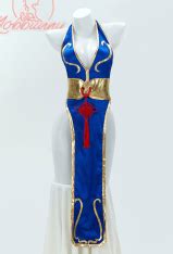 Cheongsam Sexy Lingerie Set Chun Li Derivative Deep V High Slit Dress