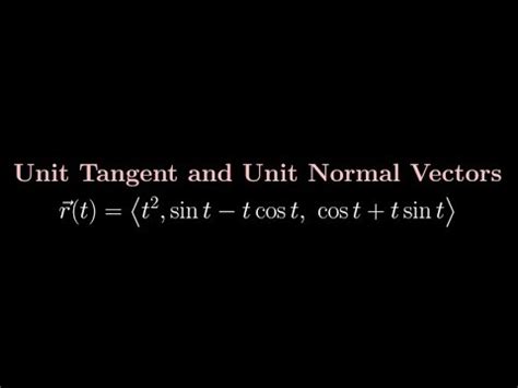 Find The Unit Tangent And Unit Normal Vectors Youtube