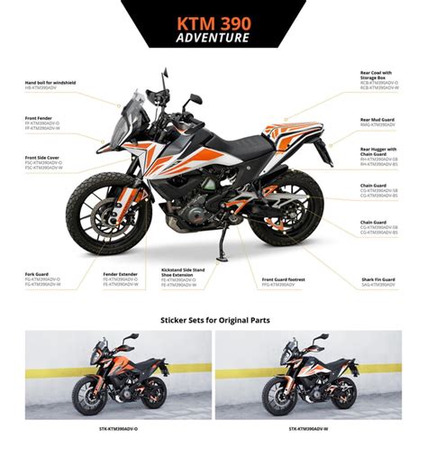 Stickers Kit Body Kit For Ktm 390 Adventure 20 Whiteorange