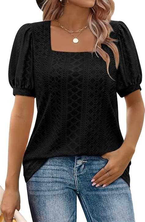 Wiholl Tunic Tops For Women Loose Fit Long Sleeve Shirts Square Neck Tops At Amazon Womens