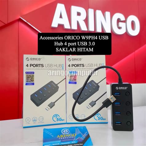 ARINGO Accessories ORICO W9PH4 USB Hub 4 Port USB 3 0 SAKLAR HITAM