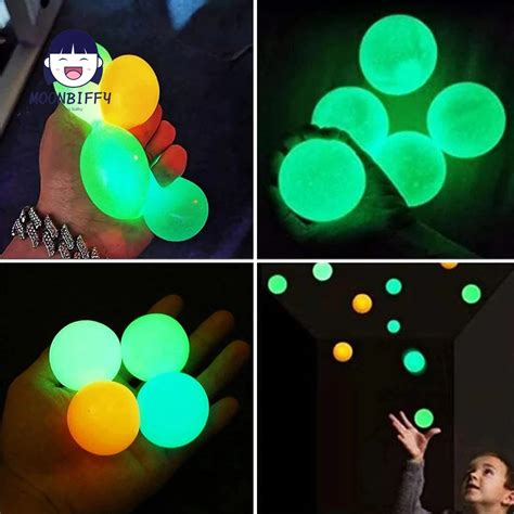 Pcs Glow In The Dark Ceiling Balls Luminous Sticky Wall Balls Squishy