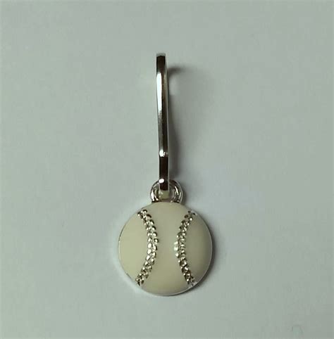 Silver Stitches White Baseball Zipper Pull