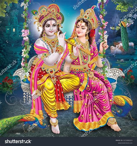 Radha Krishna Hindu God Goddess Stock Illustration 2272082023 ...