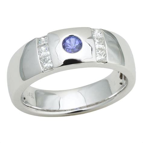 14k White Gold Men's .50ctw Diamond .26ct Tanzanite Ring at Tanzanite.com