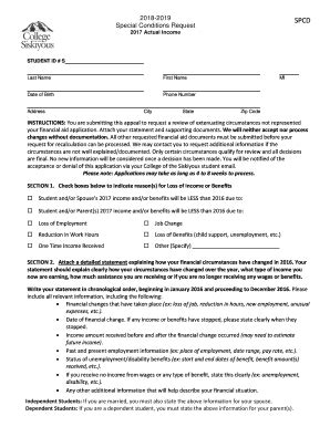 Fillable Online Financial Aid Special Consideration Form