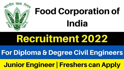 Food Corporation Of India FCI Recruitment 2022 Technical Civil