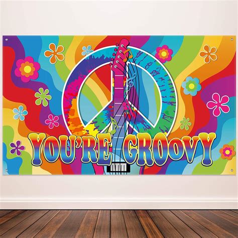 Buy 60's Party Decorations Hippie Groovy Backdrop 60s Party Sign Scene ...