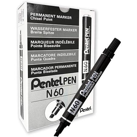 Pentel N Lot De Marqueurs Permanents Pointe Conique Noir Amazon