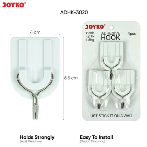 Joyko Gantungan Tempel Dinding Stainless Adhesive Hook Adhk Joyko