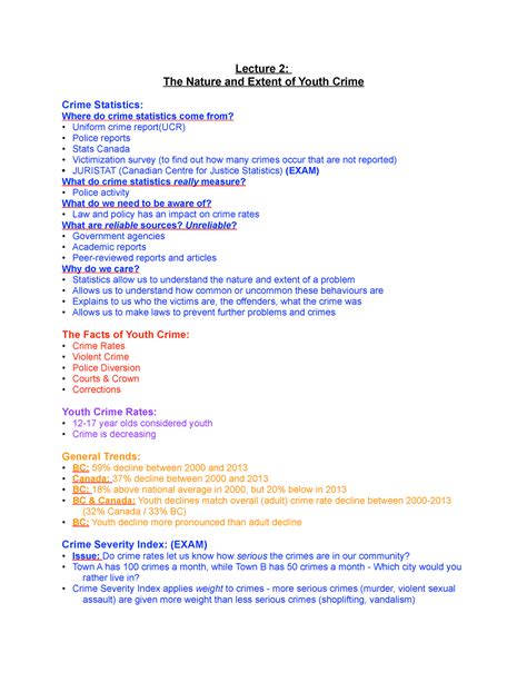 Crim 210 Lecture 2 Lecture Notes 2 Lecture 2 The Nature And Extent