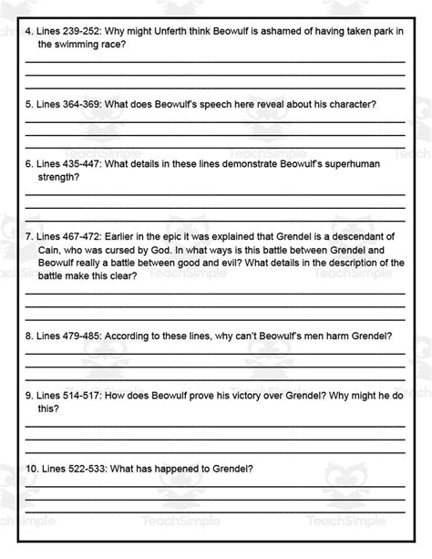 Epic Beowulf Packet By Teach Simple