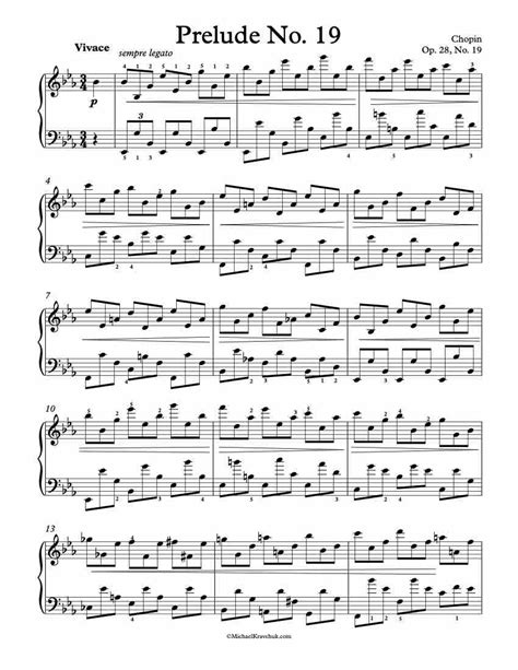 Free Piano Sheet Music Prelude Op 28 No 19 Chopin Michael Kravchuk