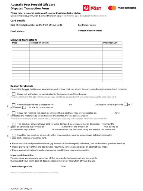 Australia Post Disputed Transaction Fill Out And Sign Online Dochub