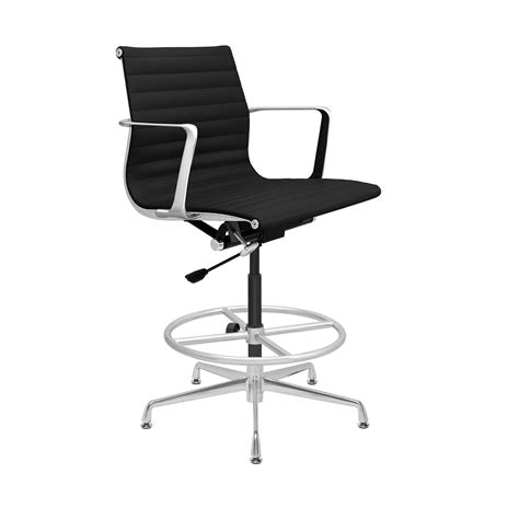 SOHO Pro Ribbed Drafting Chair (Black Italian Leather) – Laura Furniture