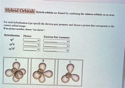 SOLVED: Hybrid Orbitals Hybrid orbitals are formed by combining the ...