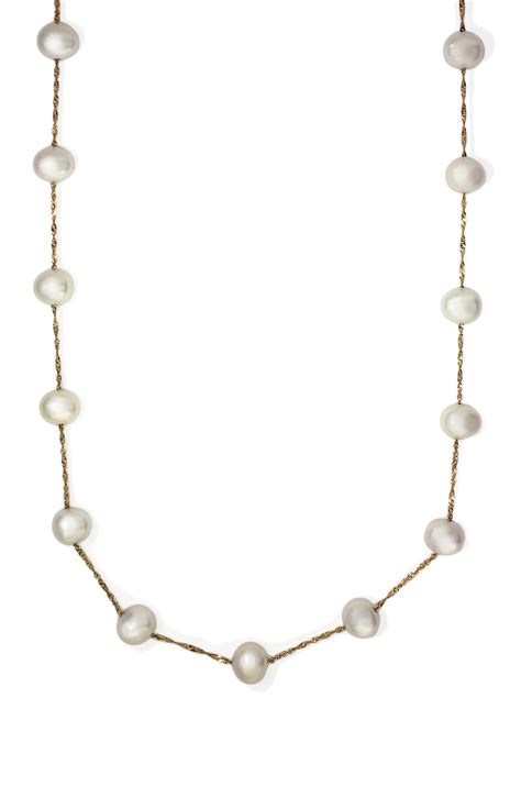 Effy 14k Yellow Gold Freshwater 55mm Pearl Necklace In White Modesens